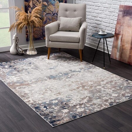 Palacedesigns 4 x 6 ft. Navy & Beige Distressed Vines Area Rug PA3087191